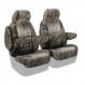 Mossy Oak seat covers installed on a 50/50 bucket row with non-removable headrests