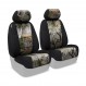 Next Camo seat covers installed on a 50/50 bucket row with removable headrests