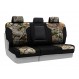 Next Camo seat covers installed on a split bench row with removable headrests