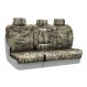 Multicam seat covers installed on a split bench row with removable headrests