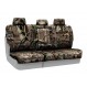 Mossy Oak seat covers installed on a split bench row with removable headrests 