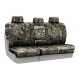 Mossy Oak seat covers installed on a split bench row with removable headrests 