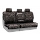 Mossy Oak seat covers installed on a split bench row with removable headrests 
