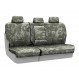 Digital Camo seat covers installed on a split bench row with removable headrests