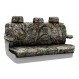Mossy Oak seat covers installed on a split bench row with removable headrests 