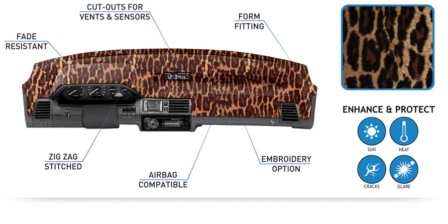 Spec Diagram for Designer Velour Dash Cover