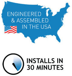 Engineered &amp assembled in the USA. Installs in 30 minutes.