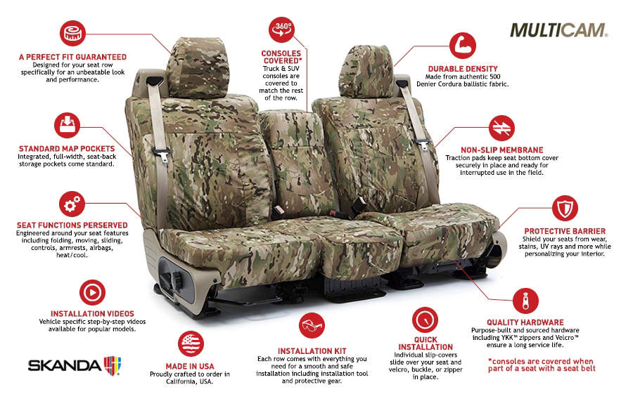 Multicam® Camo Seat Cover Features